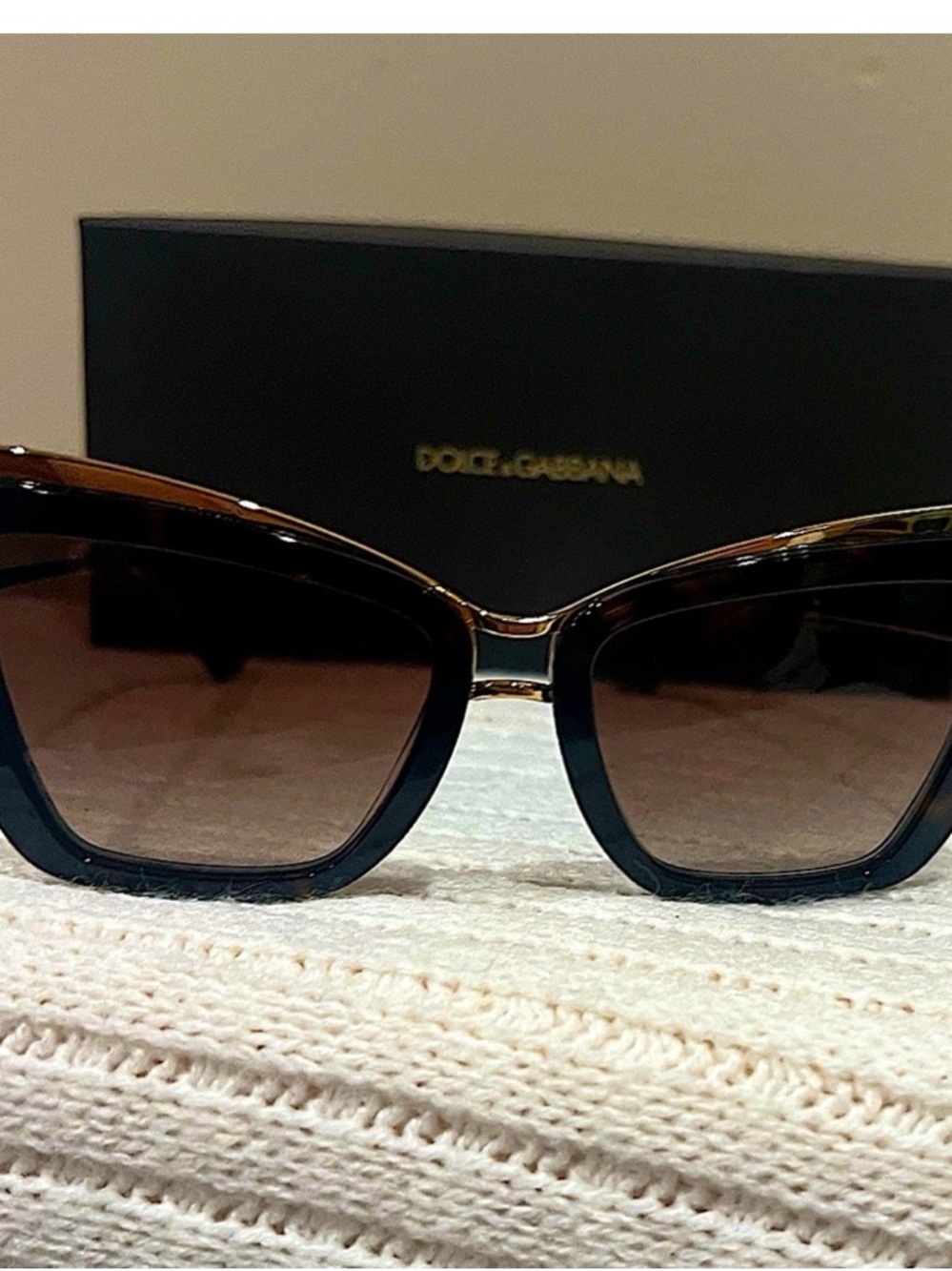 Dolce & Gabbana Women's Black/Brown Gradient Cat-Eye Sunglasses